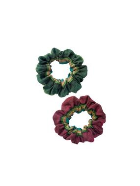 Set of 6 Green and Gold Scrunchies